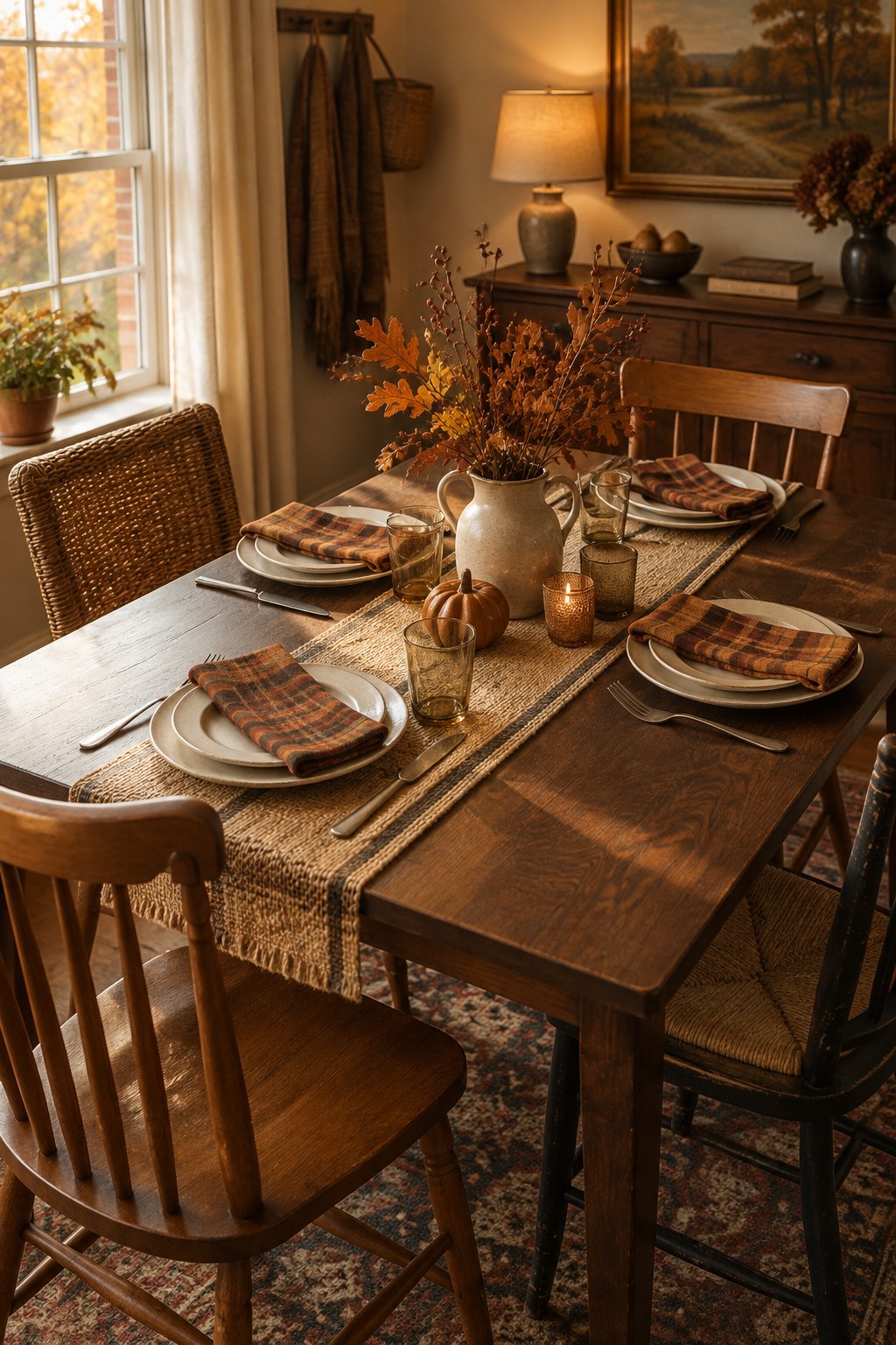 Fall plaid napkins: the easiest table&nbsp;swap
