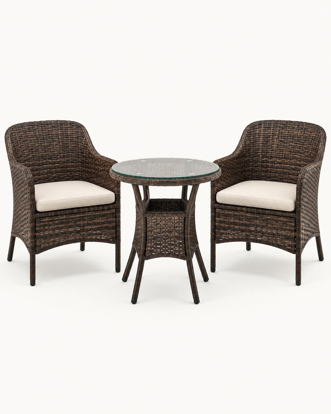 Illustration of a small wicker bistro set; see actual Yaheetech set on Amazon