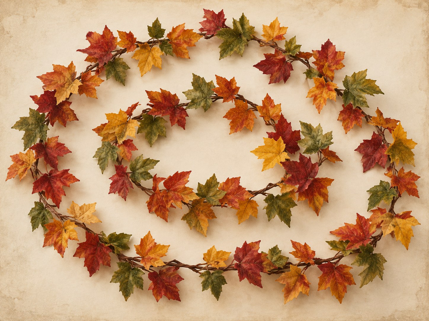 Illustration of two colorful maple-leaf garland strands; see Amazon for the actual Lvydec item