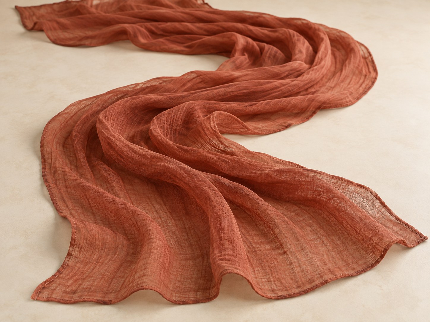 Illustrative terracotta cheesecloth table runner; see Amazon for the actual Socomi item