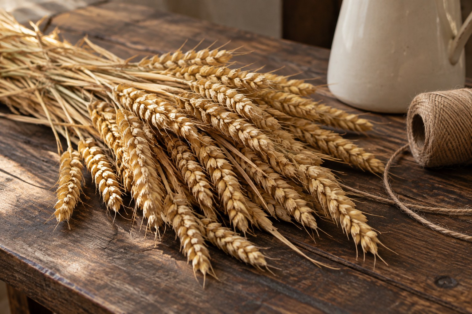 Styled illustration of natural dried wheat stalks, not the exact Uieke bundle