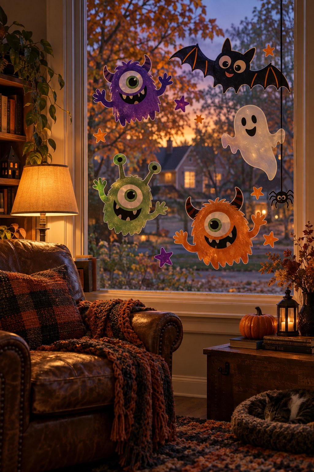 Giant monster window clings for an easy Halloween&nbsp;room