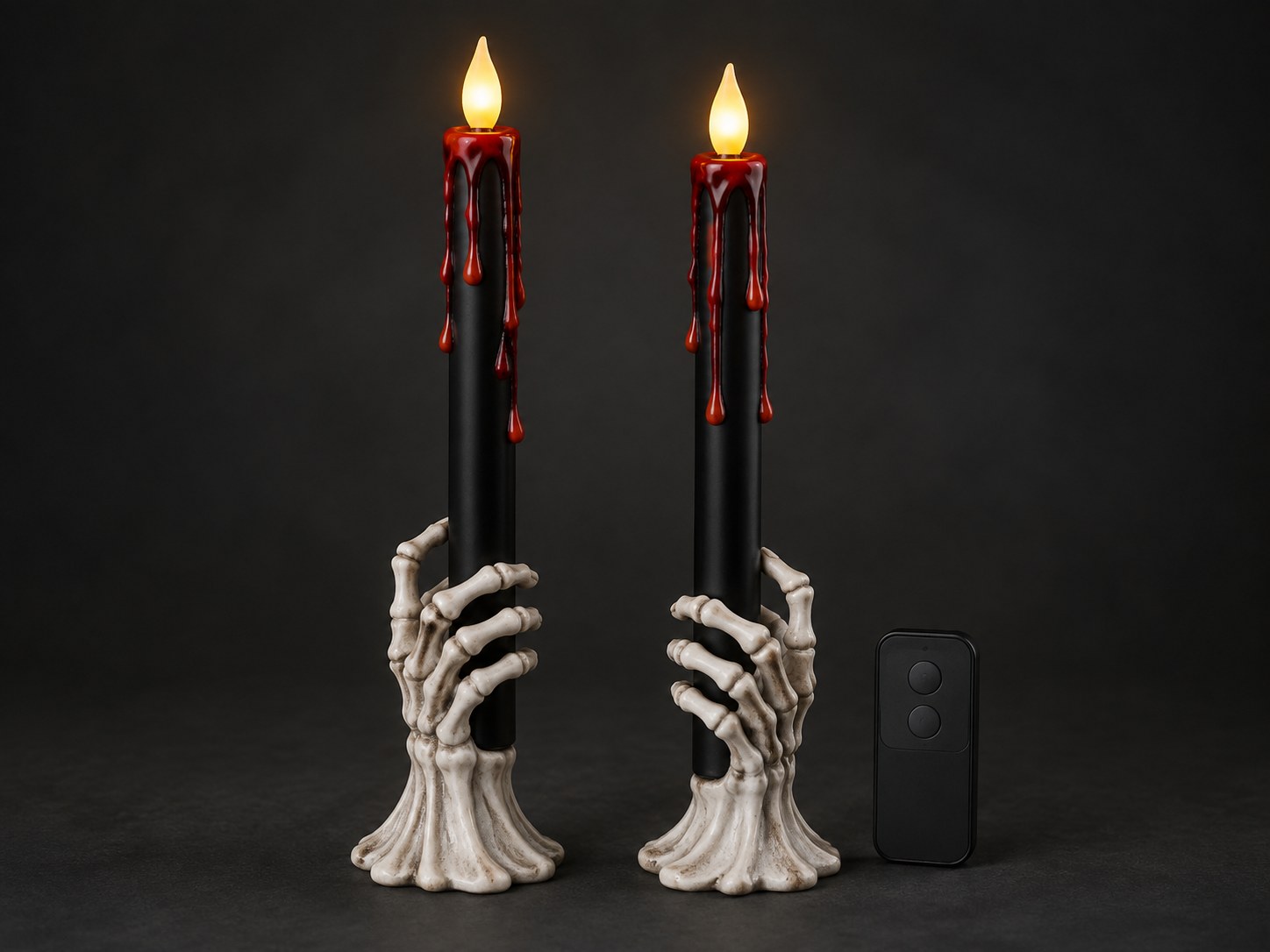 Illustrative ghost-hand holders with black flameless tapers; see Amazon for actual GenSwin item