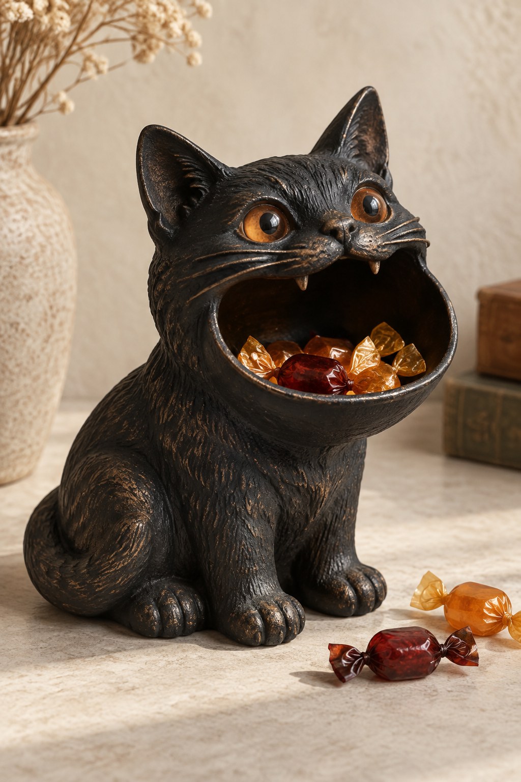 Styled illustration of a black cat candy catchall; see Amazon for the actual EHUOYAN item